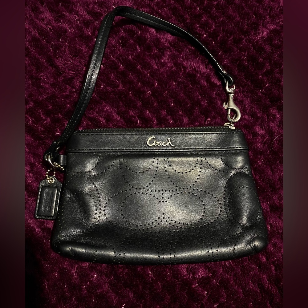 Coach Black Leather Wristlet